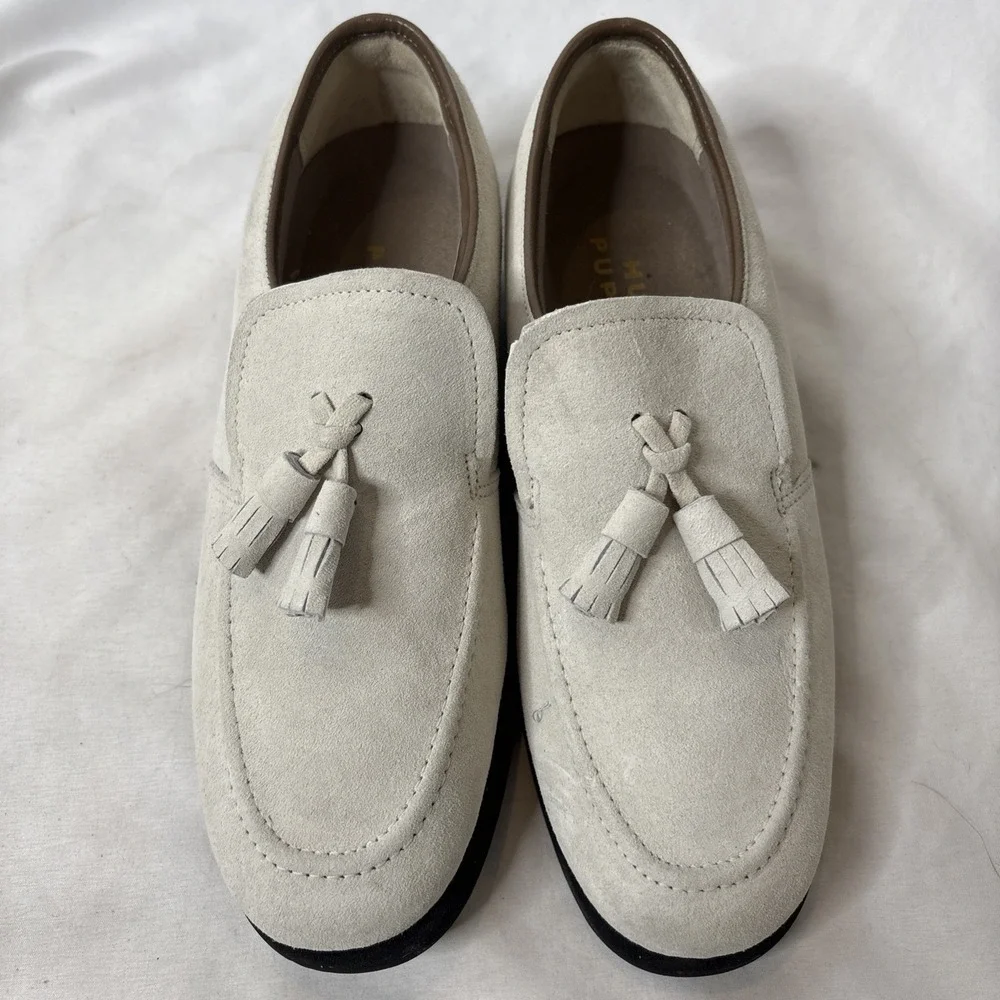 Hush Puppies 6M Women's Suede Tassel Loafers Bone‎ Slip On